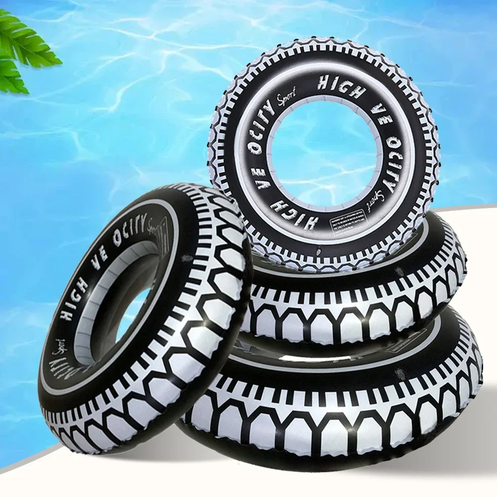 Tire Pattern Swim Tube Portable Inflatable Swim Ring Blow Up Swimming Rings Floaties Thickened Pool Rings for Kids Adults