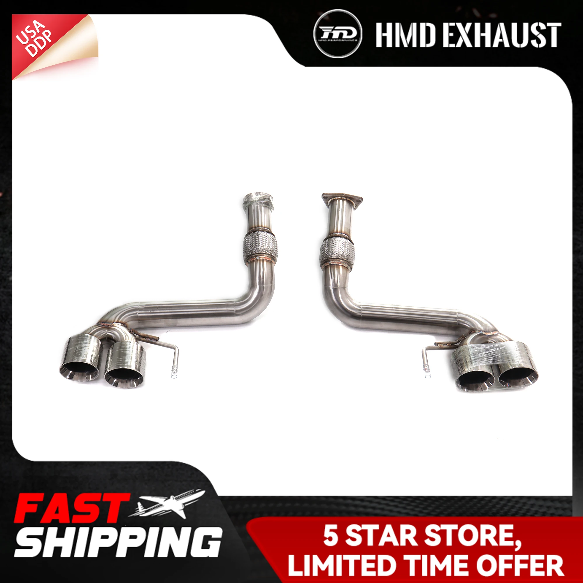 

HMD Exhaust Catback for Corvette C8 6.2L SS304 Increase pipe diameter Continuous surprises Without Valve