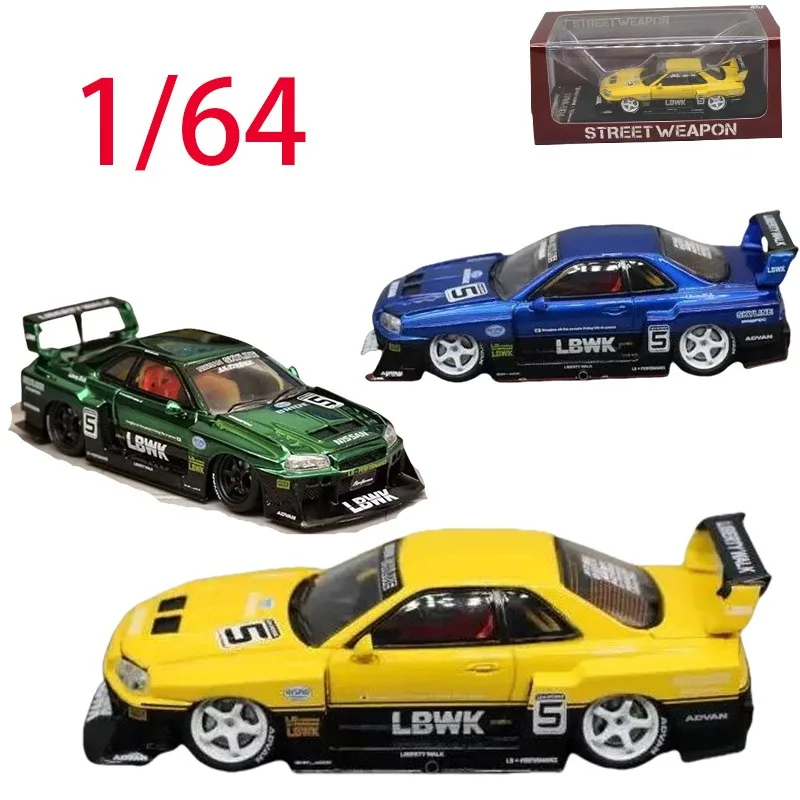 

SW Diecast 1/64 Scale Nissan Alloy Car Model Nissan GTR ER34 LBWK Play Vehicles Toys for Boys Original Box