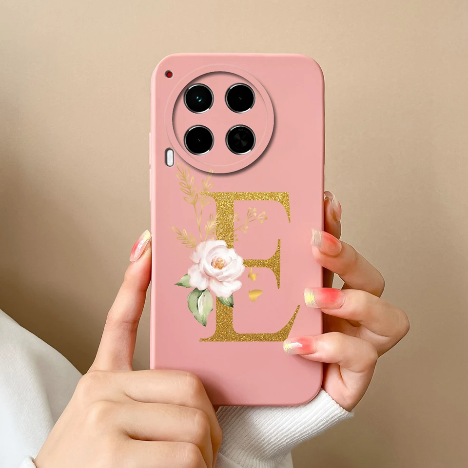 Case For Tecno Camon 30 30 Premier Beautiful Flower Letter Couple Liquid Shockproof Anti-fall Cover For tecno camon 30 Funda image 5