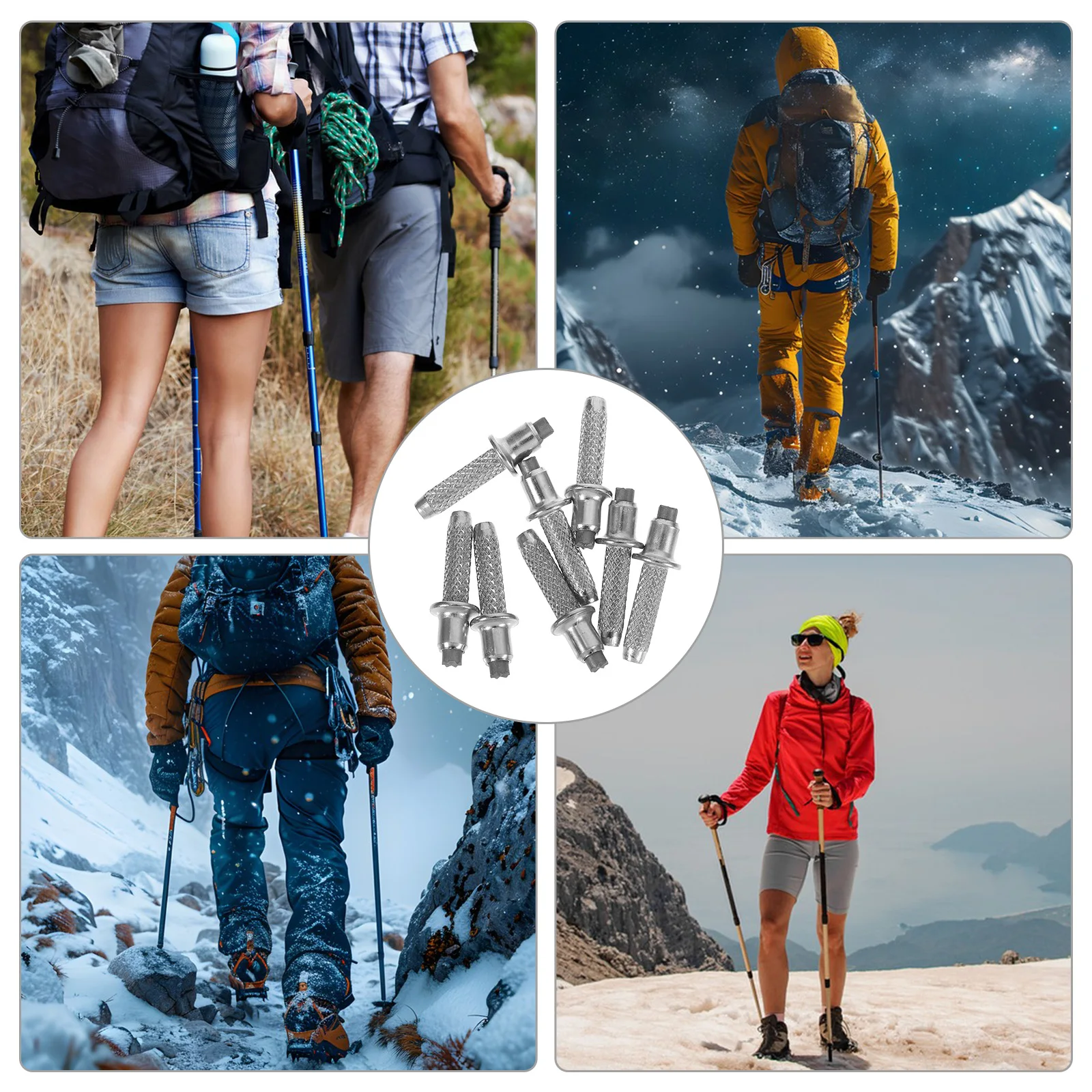 

8pcs Trekking Pole Tips High Carbon Steel Replacement Accessories Hiking Poles Durable Tungsten Alloy Ensuring Stability