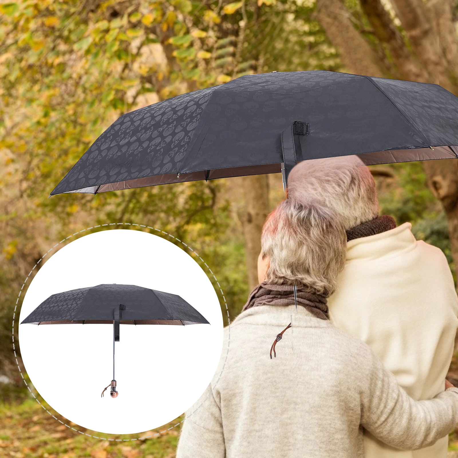 

Aluminum Alloy Gothic Skull Umbrella Lightweight Foldable Sun Rain Protection Travel Parasol UV Shield Portable Halloween