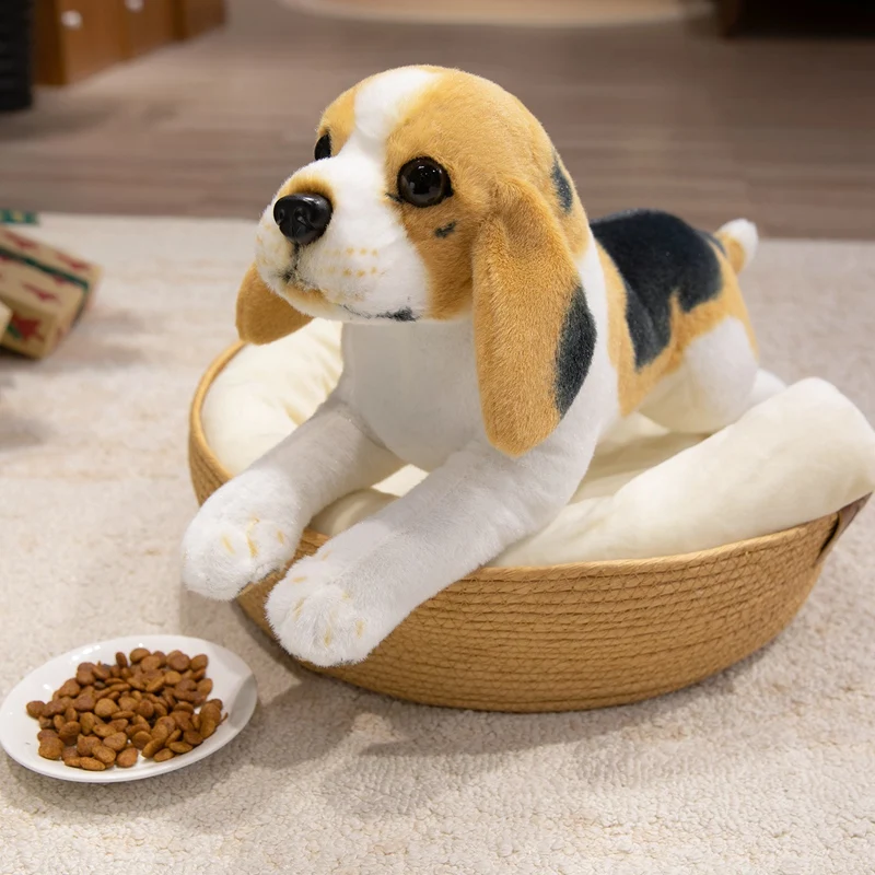 

Lifelike Beagle Plush Toy Fluffy Stuffed Animals Dog Soft Doll Real-life Dog Home Decor Kid Toy Birthday Gift for Dog Lover