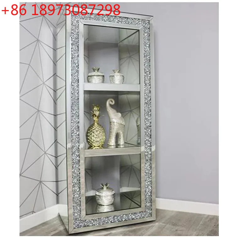 Sample Glass Display Rhinestone Silver Display Cabinet