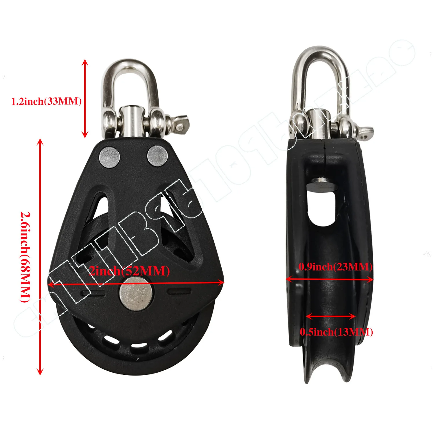 Black Nylon Pulley Rotating Pulley Plastic Single Pulley Pilates Boat Yacht Kayak Marine Accessories