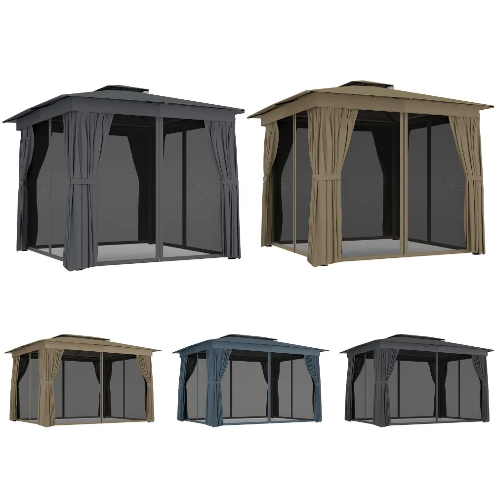 

Садовая беседка 10' x 10'/12' с двойной крышей, навес-укрытие для патио