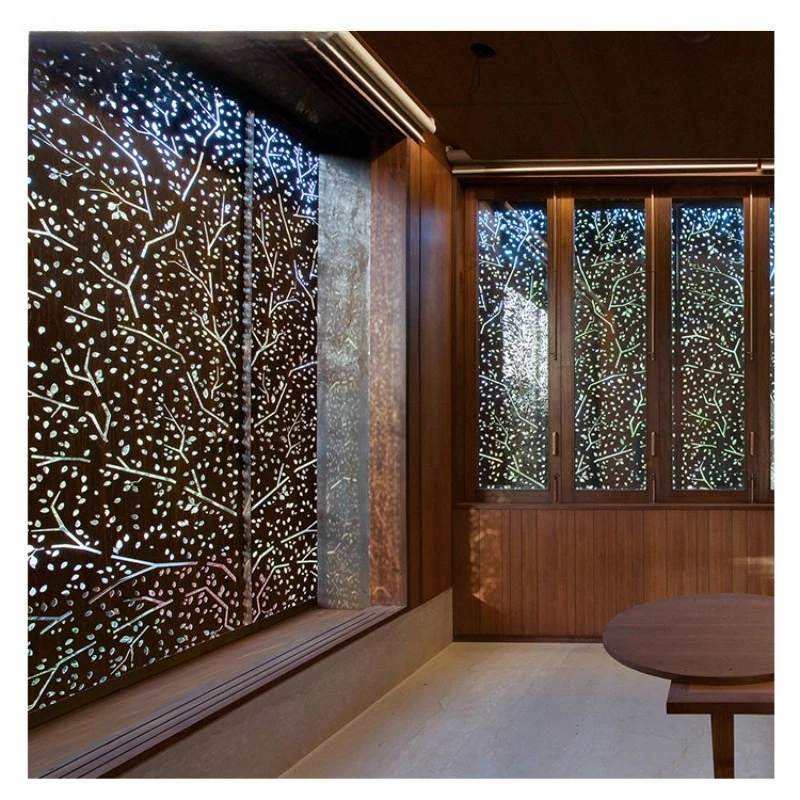 Laser cutting living room decorative metal partition wall, stainless steel living room partition design