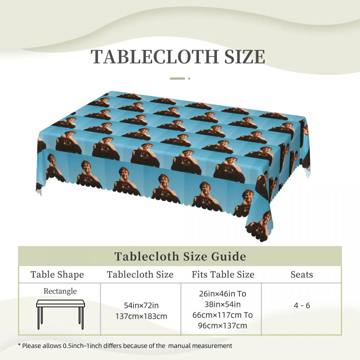 Drew Starkey Custom Rectangular Tablecloth Waterproof Table Cover for Dining Events Table Cloth