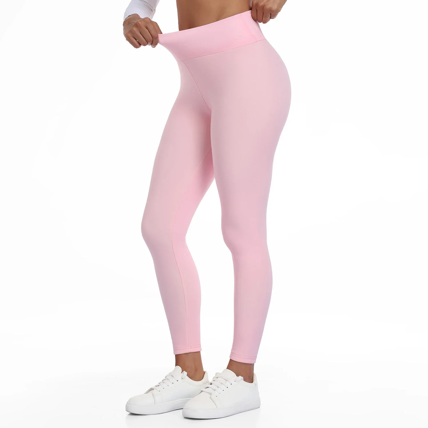 S-2XL Dicke Winter-Thermo-Leggings für Damen, Fleece-gefütterte Hose, Weiche Hochgeschnittene Leggings mit Bauchkontrolle für Schnee- und Kältewetter – Detail 3