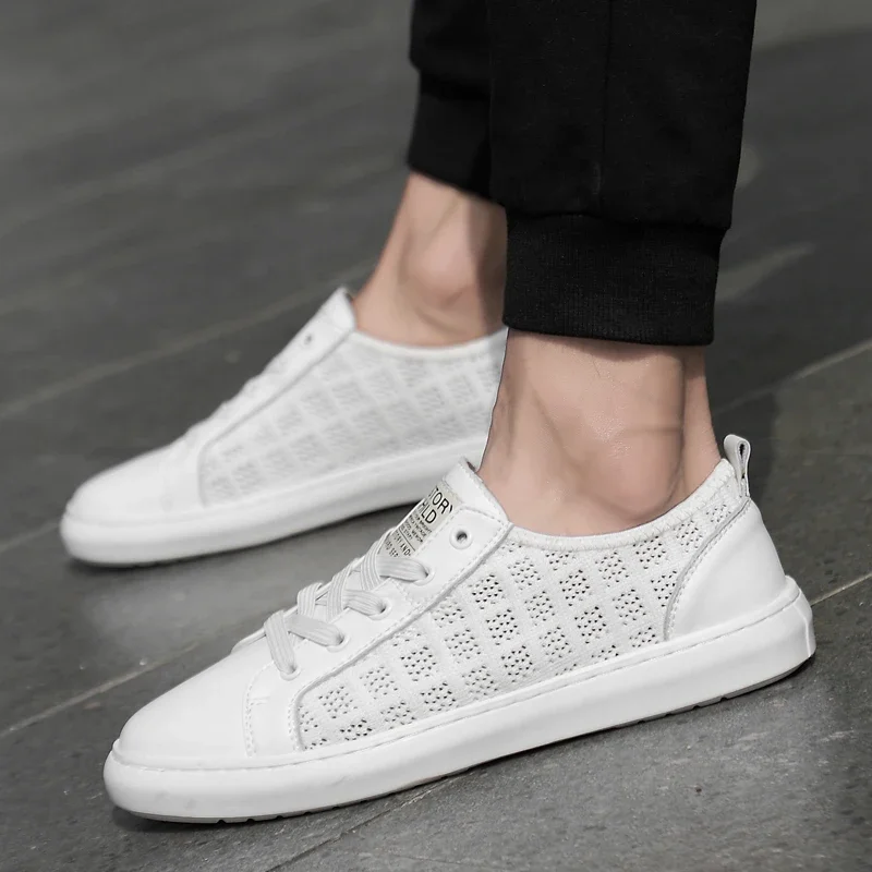 fashion mesh shoes men summer Mens Casual Shoe lace up Sneakers Breathable Comfortanle Shoes comfortable outdoor Man Shoes image 5