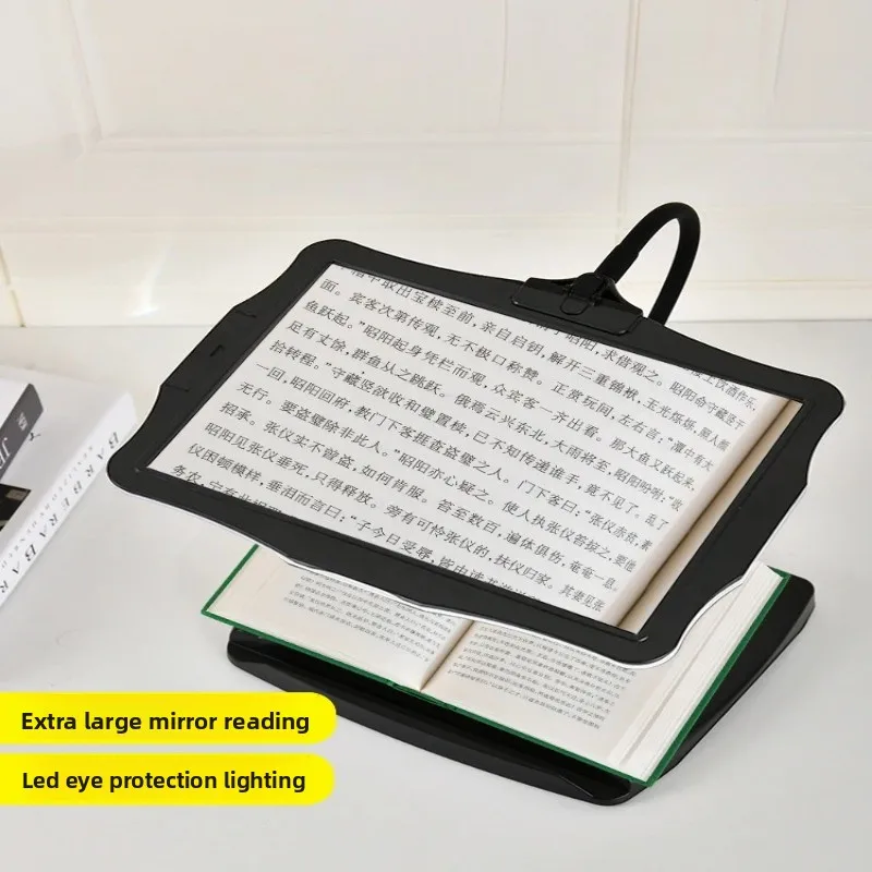 100XLED Desktop Magnifier-Adjustable Stand for Phone/Book Reading Foldable Workstation with Anti-Glare Light Eye-Safe Vision Aid