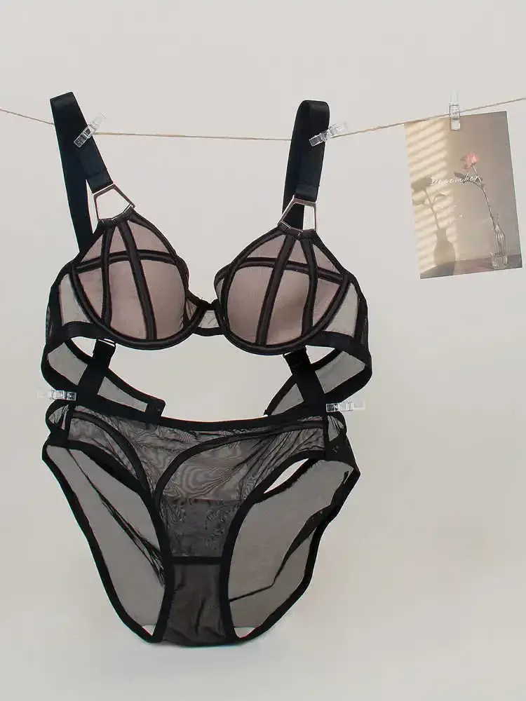 Underwear female thin section of fall and winter wide straps lingerie breifs suit sexy steel ring bra set