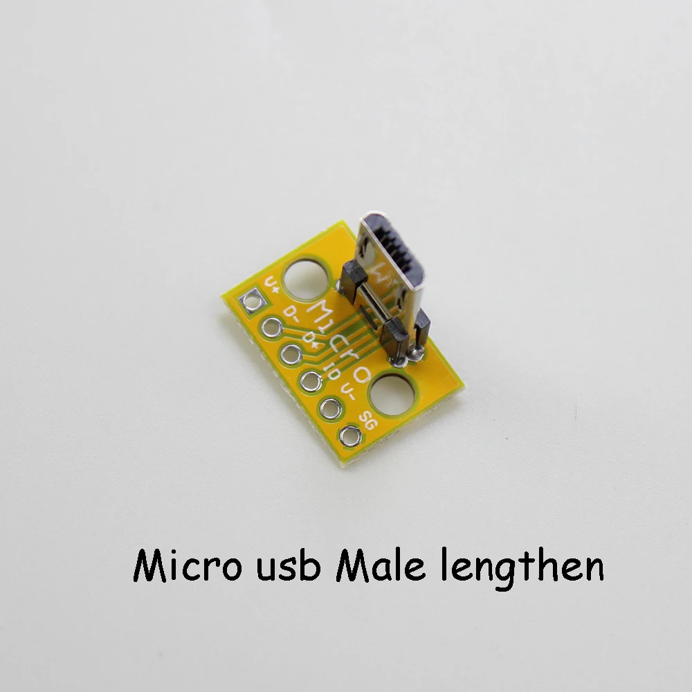 USB verticale Micro USB tipo C femmina maschio testa connettore PCB convertitore adattatore Breakout Test Board 180 gradi verticale