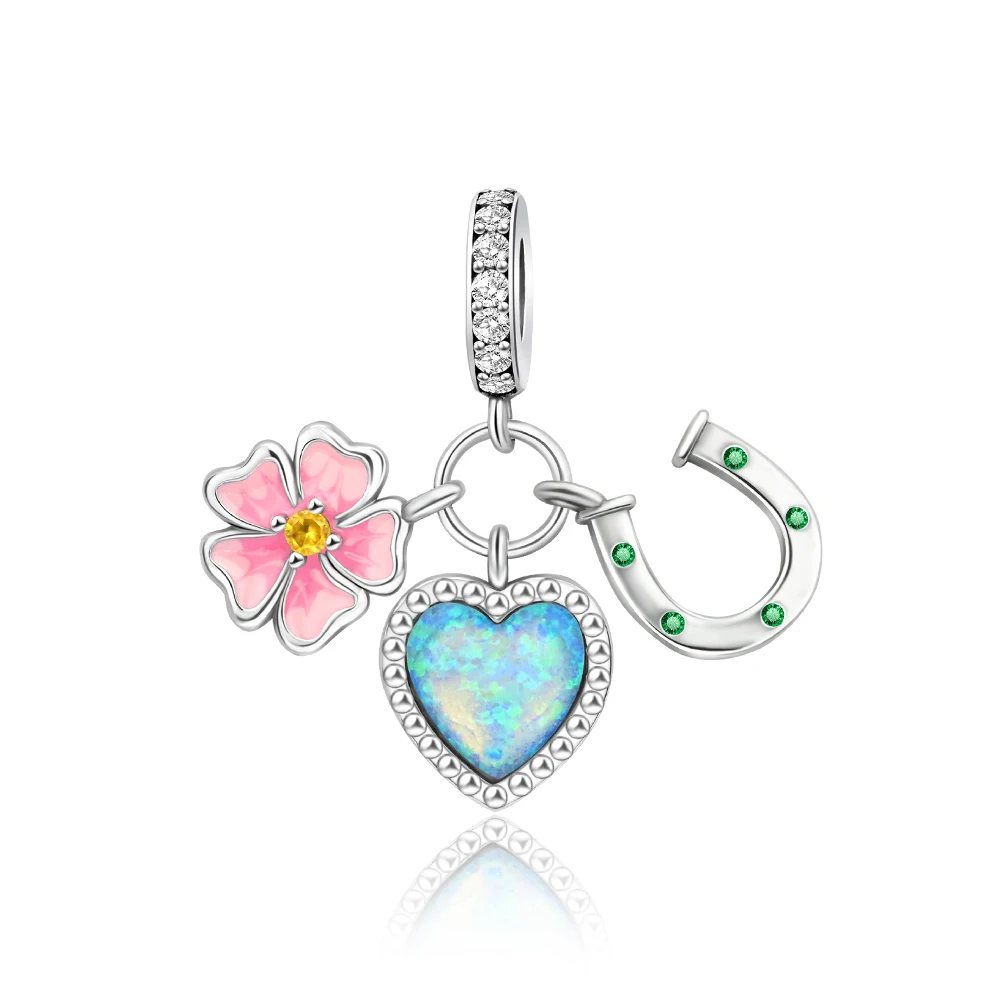 

Danturn 925 Sterling Silver Bead Daisy Heart-Shaped Horseshoe Dangle Charm fit Snake Chain Bracelet Fashion Women Jewelry Making