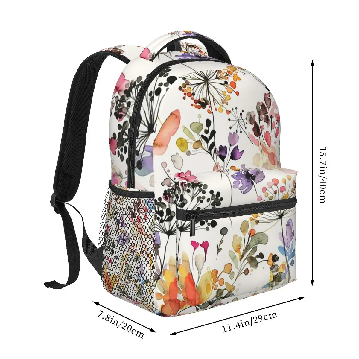 Wild Flowers And Plants Watercolor - Wild Nature Botanical Print Backpacks Bookbag Children School Bags Rucksack Shoulder Bag