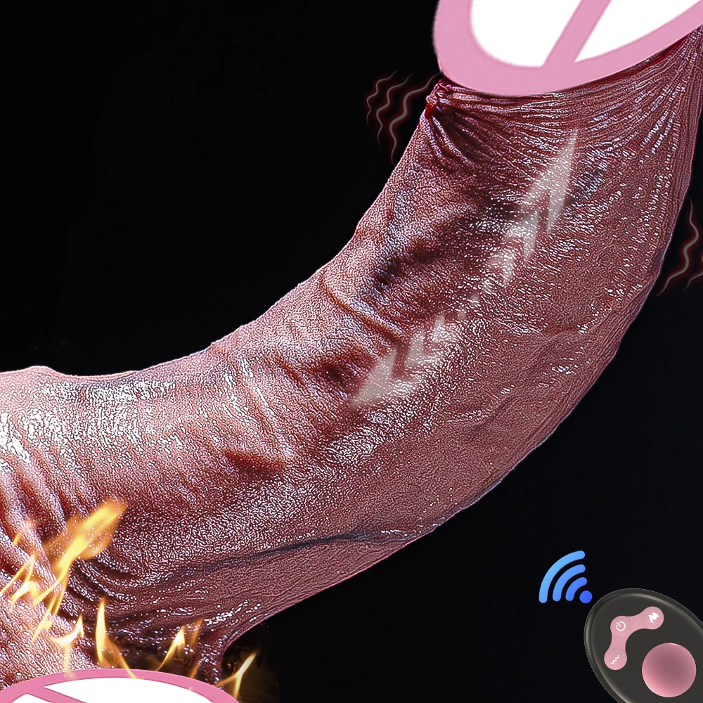 Huge Big Soft Vibrator Heating Realistic Dildo for Woman Men Wireless Telescopic Dick Masturbator Penis G Spot Vagina Anal