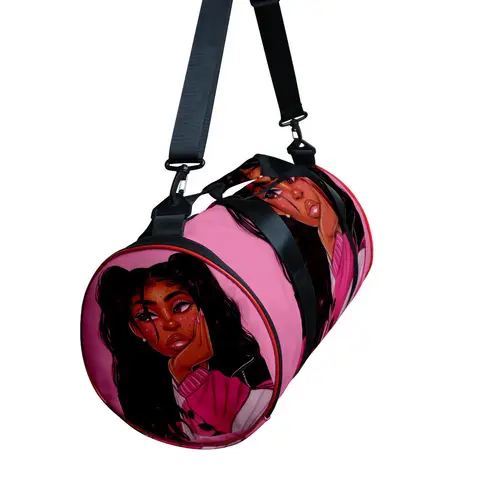 Torby podróżne o dużej pojemności z nadrukiem 3D w stylu hip-hopowym z popularną afrykańską dziewczyną, torby typu barrel, torby crossbody, torby sportowe outdoorowe, torby na siłownię i do jogi.