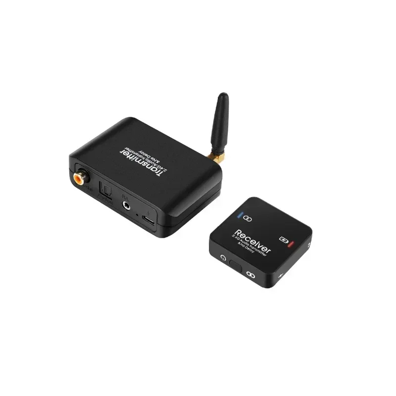 2.4G Wifi Wireless Audio Transmitter and Receiver 50M Wireless Music Audio Adapter Support Dolby 3.5mm for TV PC DVD Headphone