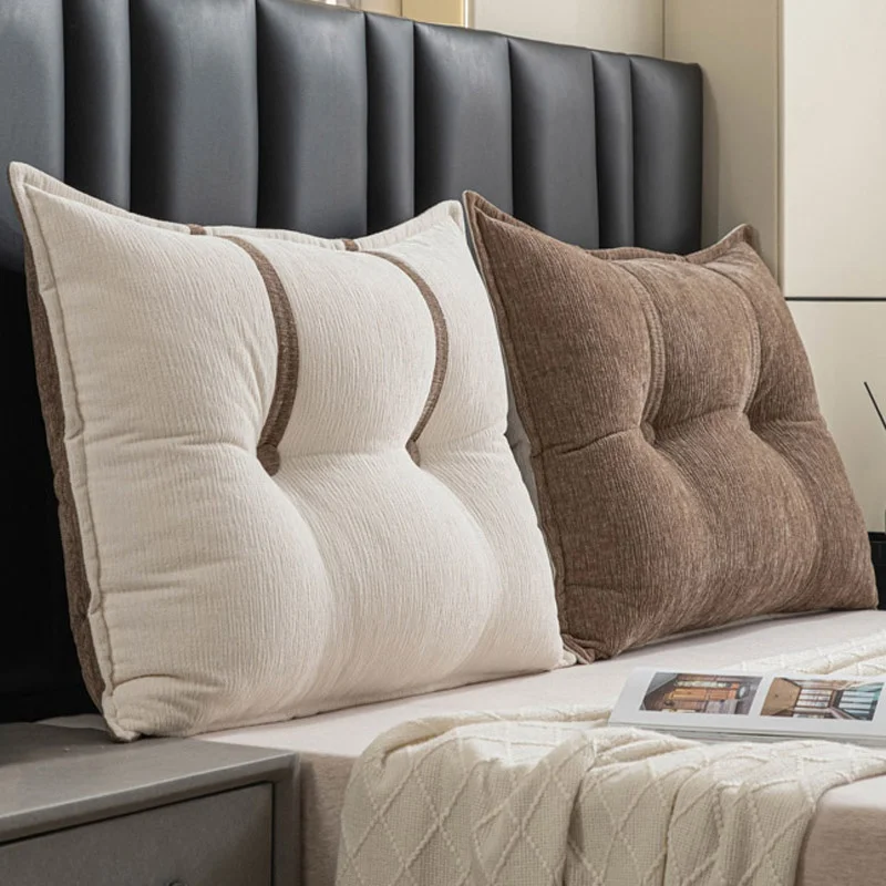 

Новая двухцветная комбинированная подушка-валик из шенилла для изголовья кровати и дивана, мягкая, с минимальной поддержкой, комфортная, для дома и отелей