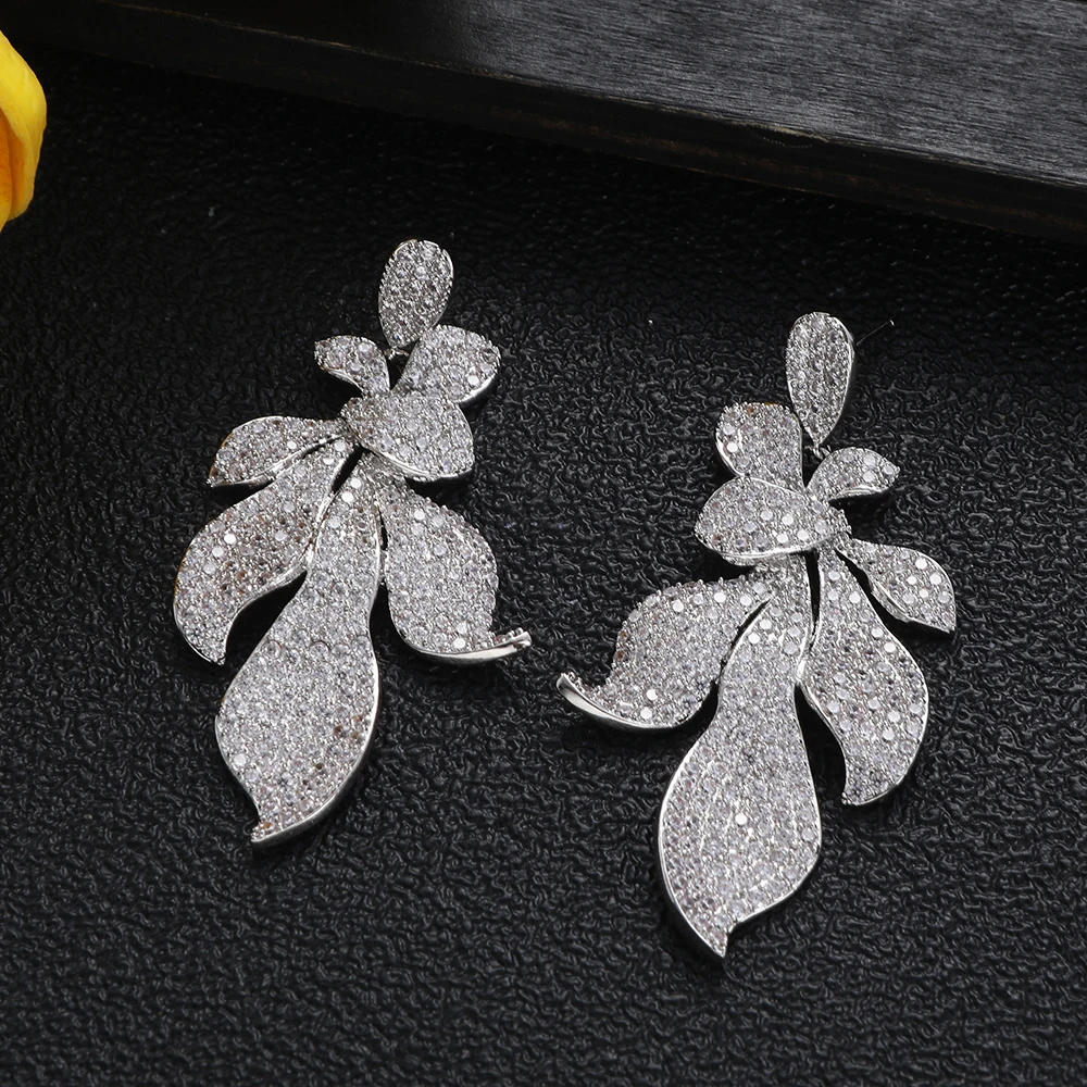 A Geometric Dangle Luxury Earrings For Women Wedding Party Indian Dubai Bridal Jewelry Boucle D'oreille Femme