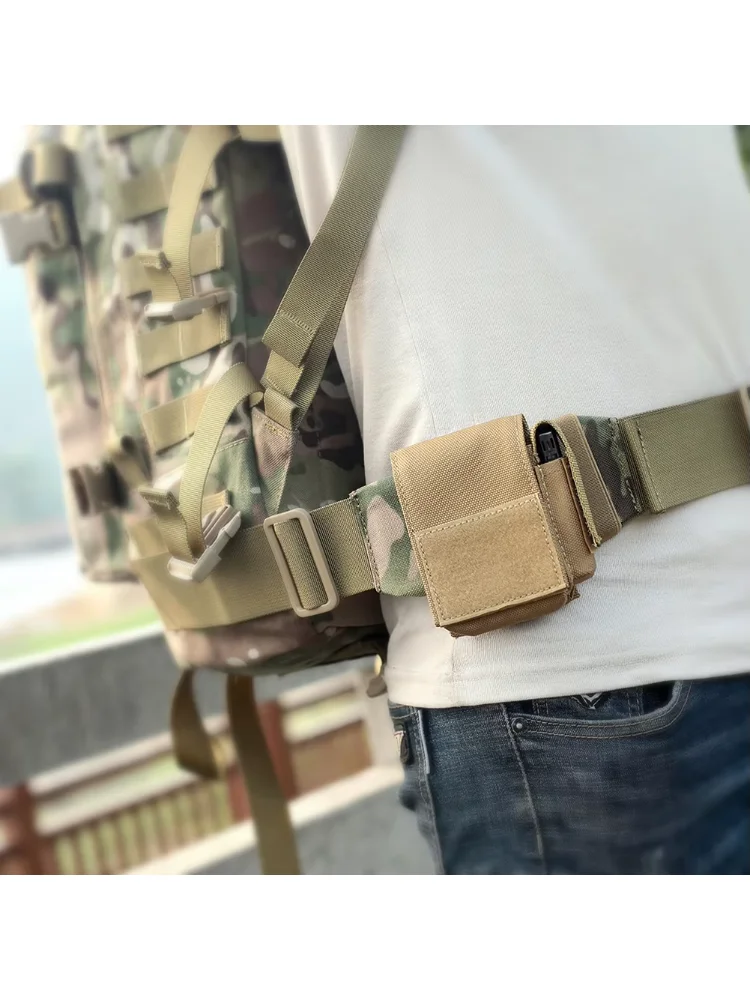 Nylon Waist Bag Belt Holder Multifunctional Mini Belt Small Pouch Durable Smartphone Strap Pack with Buttons for Outdoor Camping