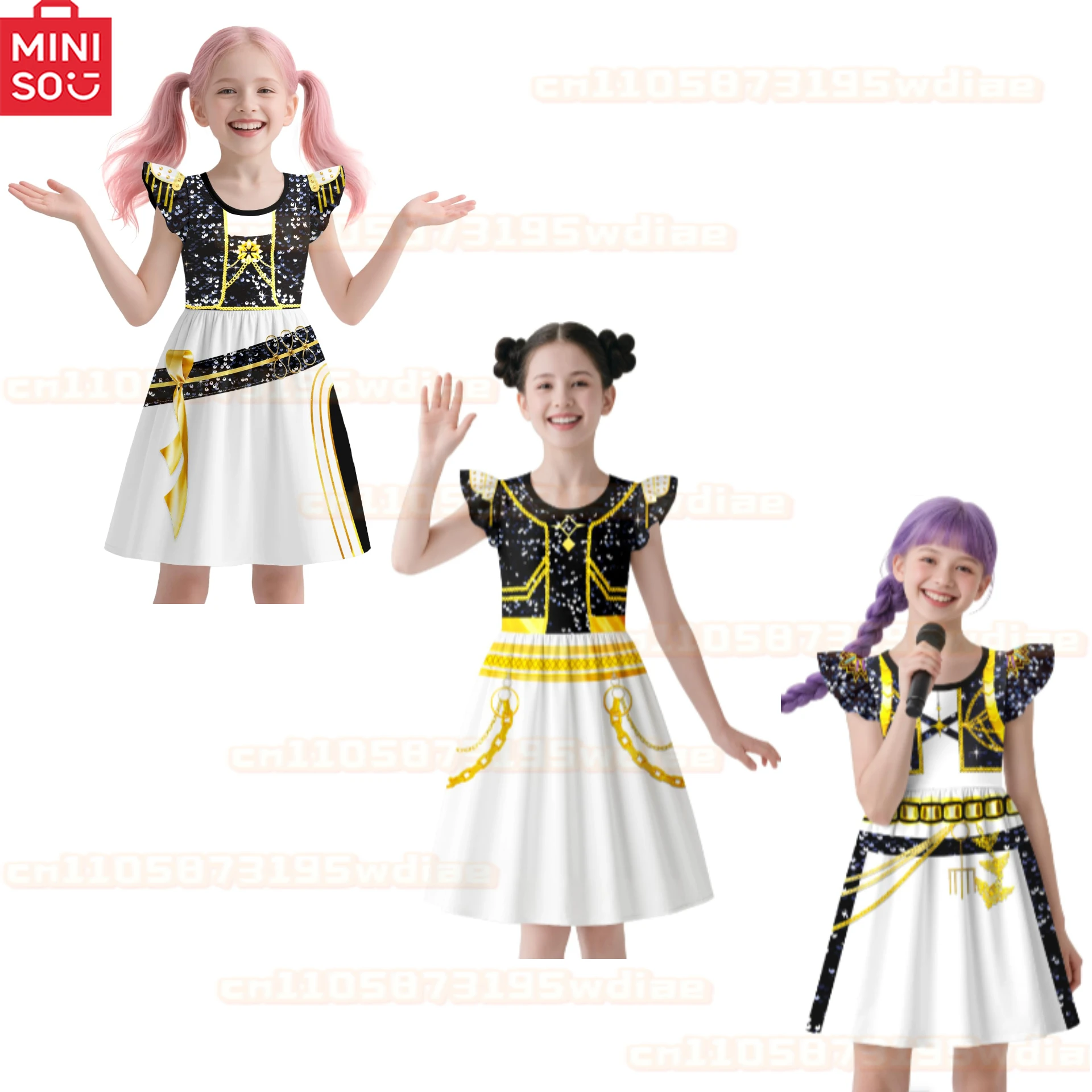 

MINISO KPop Demon Hunters Kids Cosplay Costume Baby Girls Idol Rumi Mira Anime Dress For Halloween Carnival Party Clothes