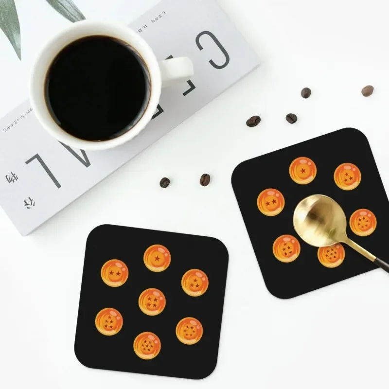 

The 7 Dragon Balls Coasters Kitchen Placemats Waterproof Insulation Cup Coffee Mats For Decor Home Tableware Pads Set of 4