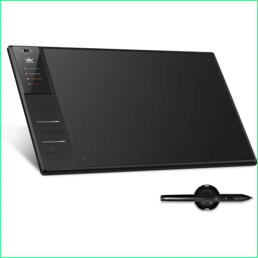 Wireless Drawing Tablet 13.8x8.6in 8192 Pressure 12 Keys 2.4GHz