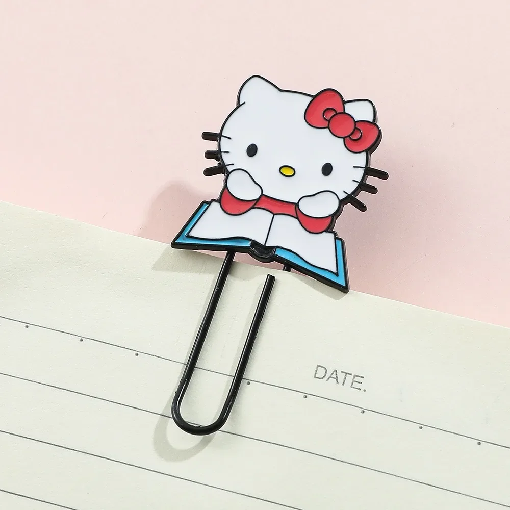 1pcs Kawaii Cute Hello Kitty Metal Paper Clip Bookmarks Anime Fan Collect Sanrio Series Girls Gift Stationery School Supplies