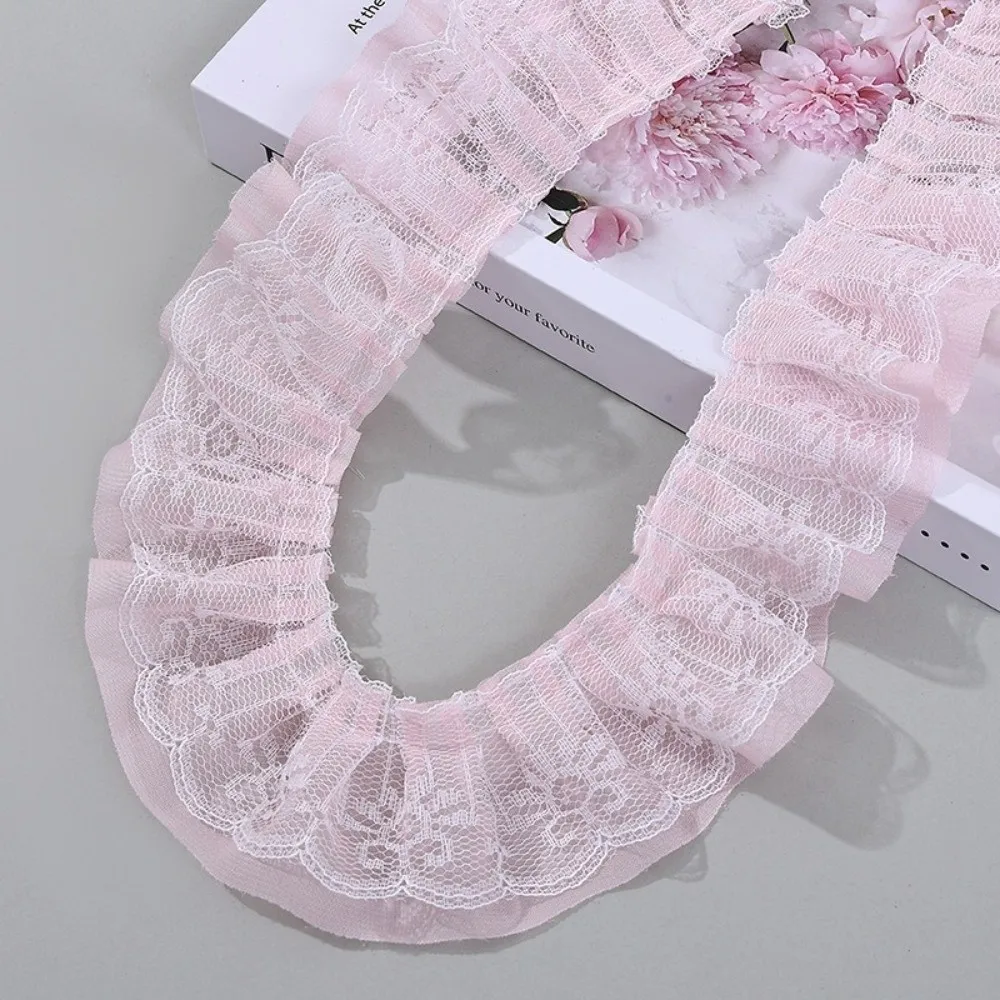 5 Yards Length Lace Fabric Trim Fold Wave Design 5.5cm Width Embroidery Trim Solid Color Sew On Applique Sew On Trim