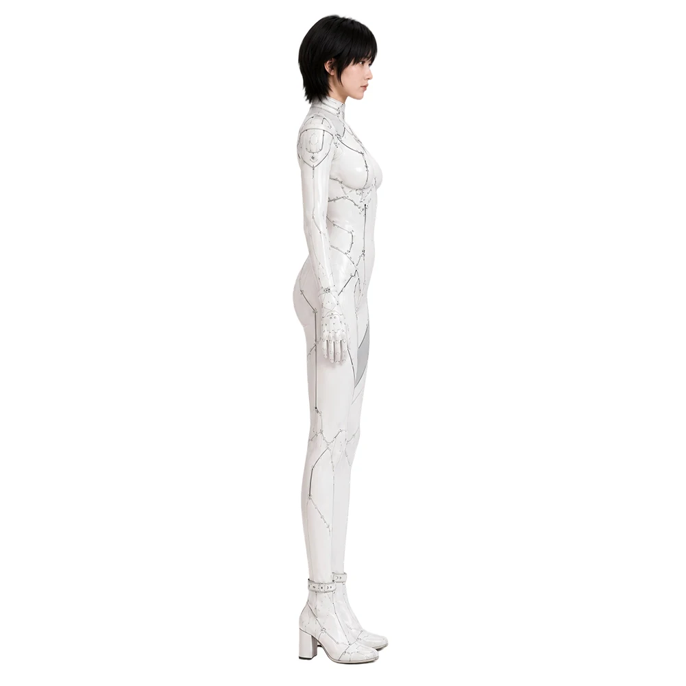 Game Blade of Stellar Eve Cosplay White Jumpsuit Black Cloak Costume Outfits Female Clothing Uniform Halloween Carnival Party view 5