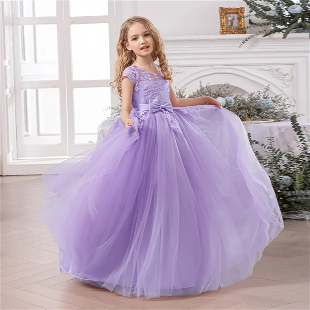 Customized Wedding Birthday Elegant Teenager Girl Evening Dress Off-Shoulder Princess Girls Dress For Wedding Piano Performance