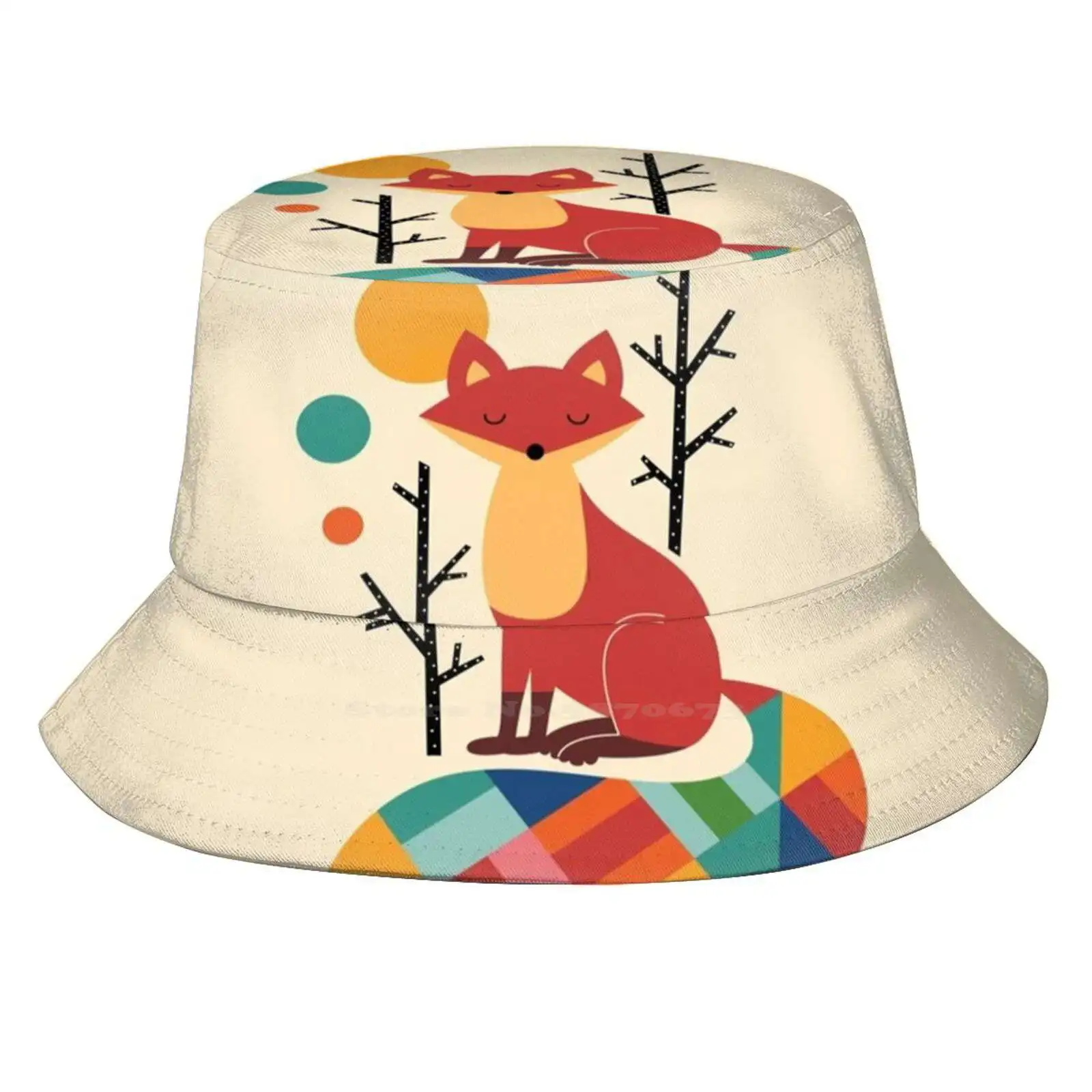 Rainbow Fox Unisex Fisherman Hats Cap Special One Rainbow Colorful Hope Different Universe Foxes Red Orange Yellow Blue Green