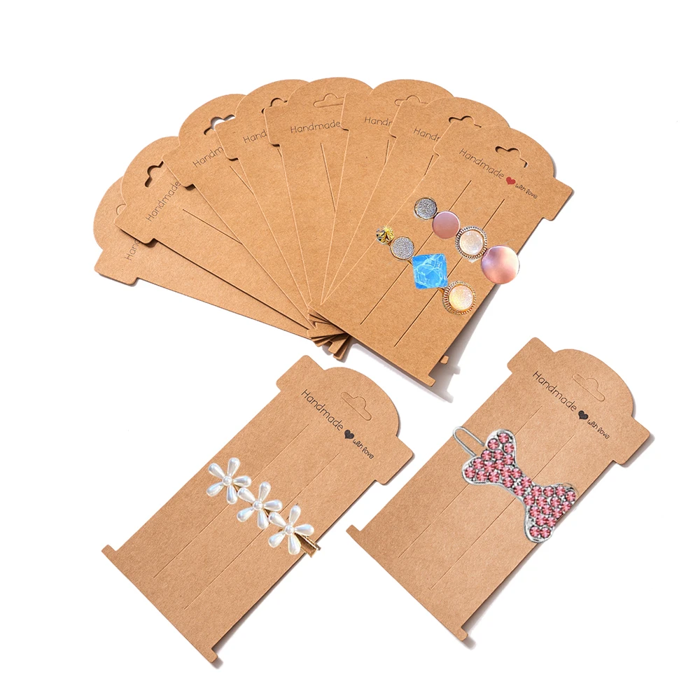 Tarjetas de exhibición con Clip para el pelo, soporte de papel con lazo para pasadores, accesorios de joyería, organización de pequeñas empresas, embalaje de venta, 20 piezas