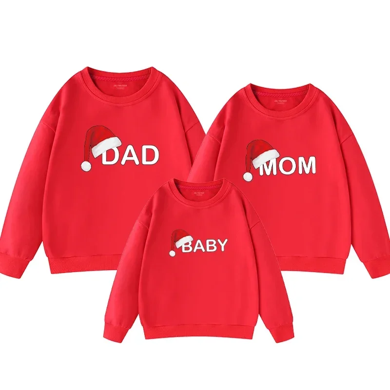 Christmas Mom Daughter Tops Father Son Sweatshirts Winter Family Matching Outfits Santa Claus Printed Shirts Casual Pullovers