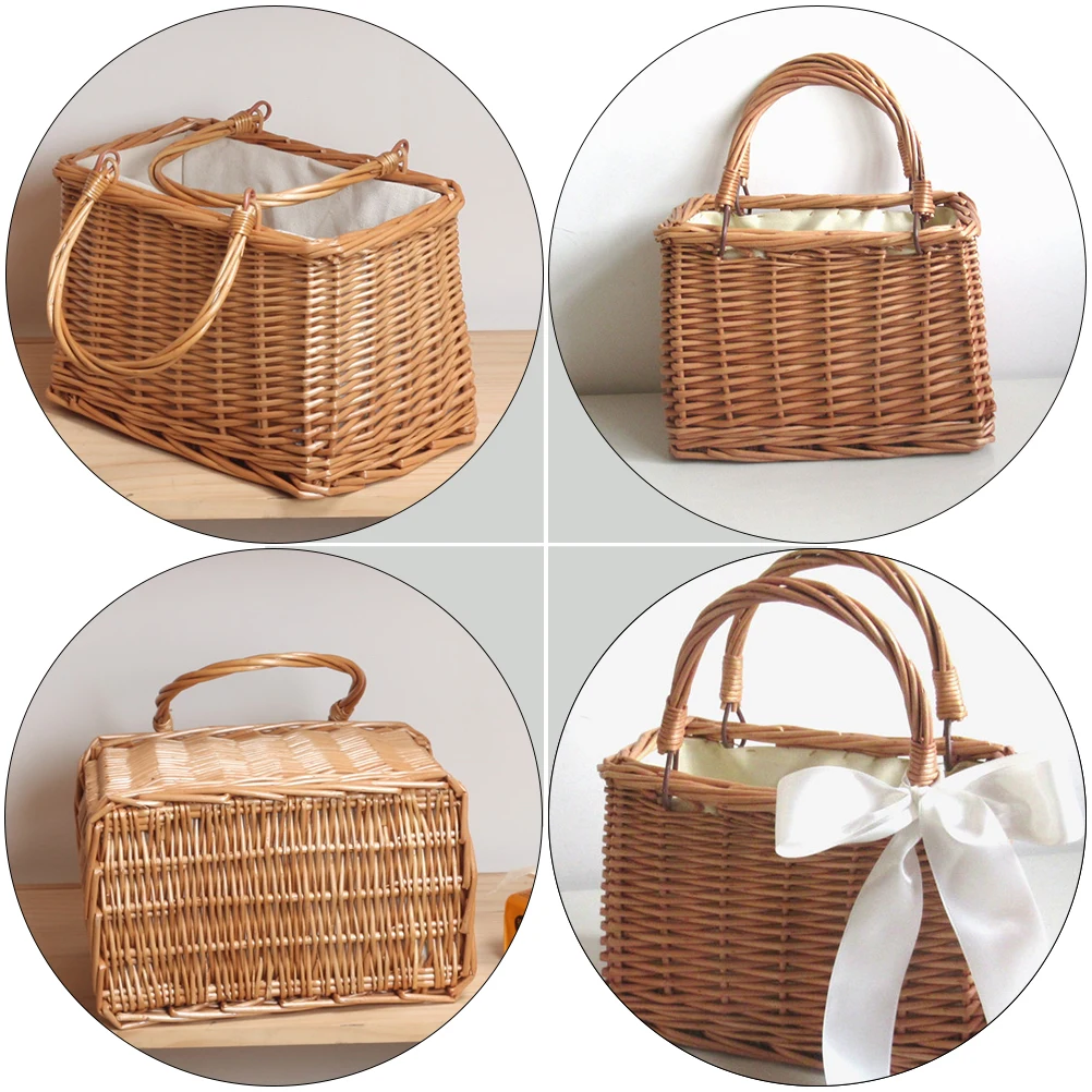 

1pc Creative Large Willow Storage Basket Woven Decorative Organizer Eco-Friendly Lightweight Household Bin for Home