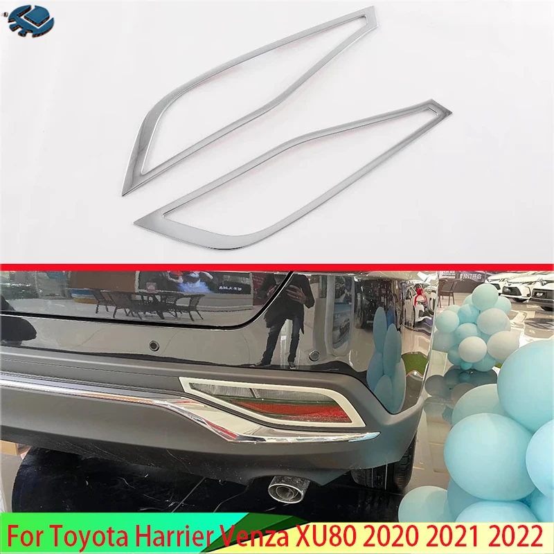 For Toyota Harrier Venza XU80 2020 2021 2022 ABS Chrom Rear Reflector Fog Light Lamp Cover Trim Bezel Frame Styling Garnish