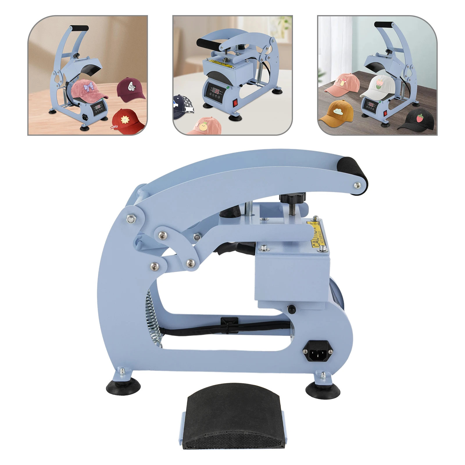 Hat Heat Press with Precise Digital Control, Adjustable Temperature (0-400ºF) and Time (0-999s), Two Hat Pads for Diverse