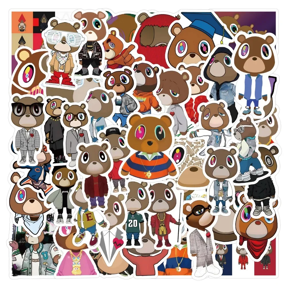 50Pcs Kanye West Ye Bear Stickers Aesthetic Waterproof Graffiti Decals DIY Luggage Guitar Laptop Skateboard Decoration