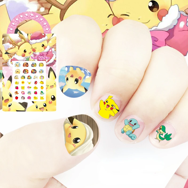 Autocollants d\'ongles dessin animé Pokémon Pikachu pour filles, autocollants pour récompenses de la maternelle, jouets, jeux, Anime Kawaii, DIY