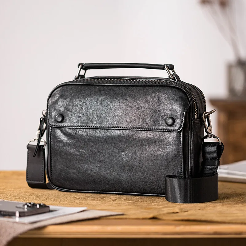 Handmade retro leather casual vegetable tanned leather first layer cowhide portable messenger bag