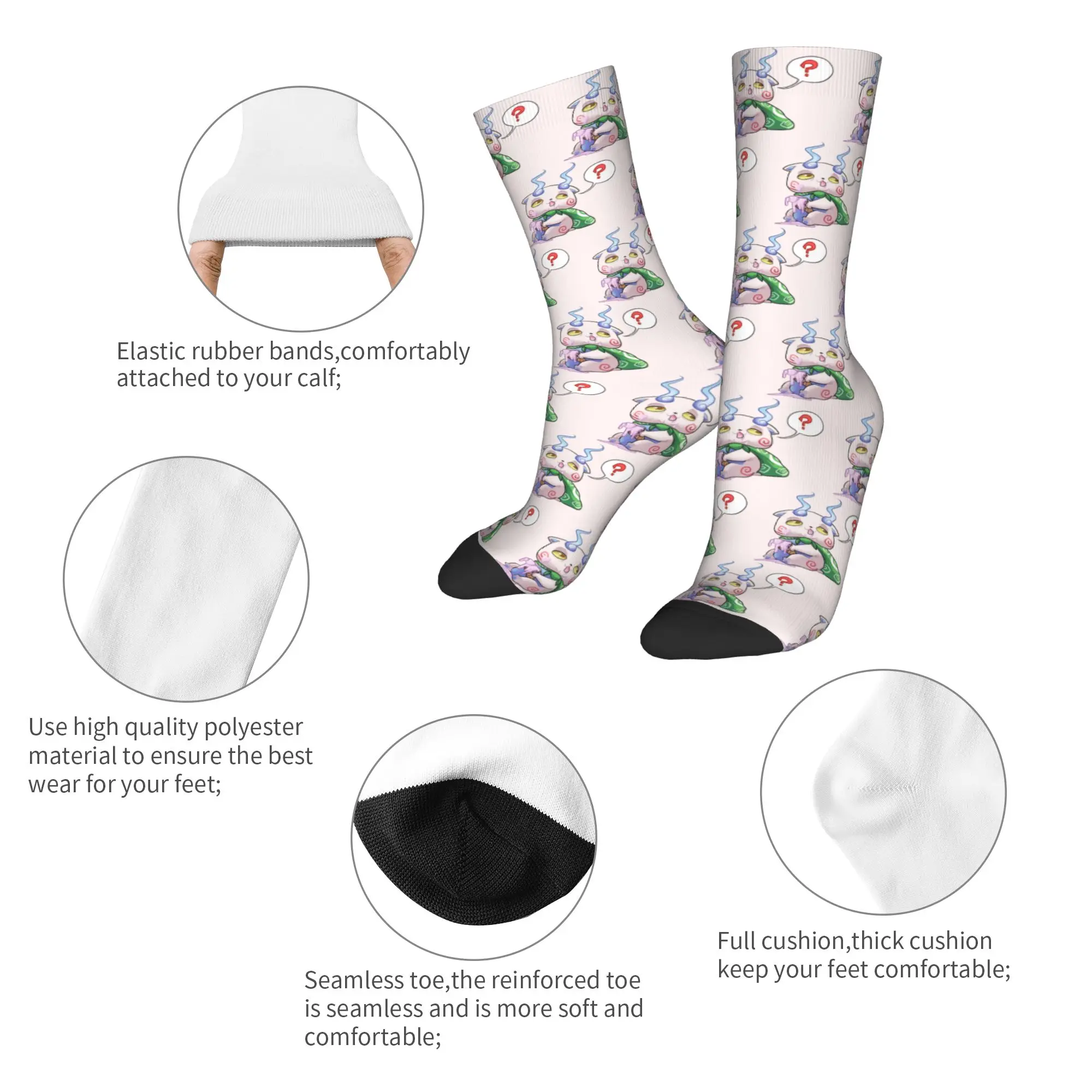 Yokai Watch Game Socks Men Women Polyester Funny Happy Komasan  Socks Novelty Spring Summer Autumn Winter Middle Tube Socks Gift