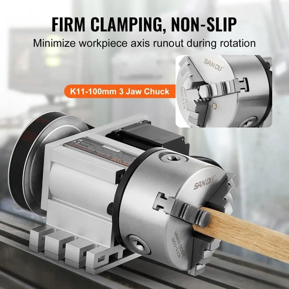 Mesin Penggilingan Router CNC Kepala Pemisah K11 100Mm 65Mm Tinggi Tengah MT2 Tailstock 61 Rasio Gigi untuk Ukiran