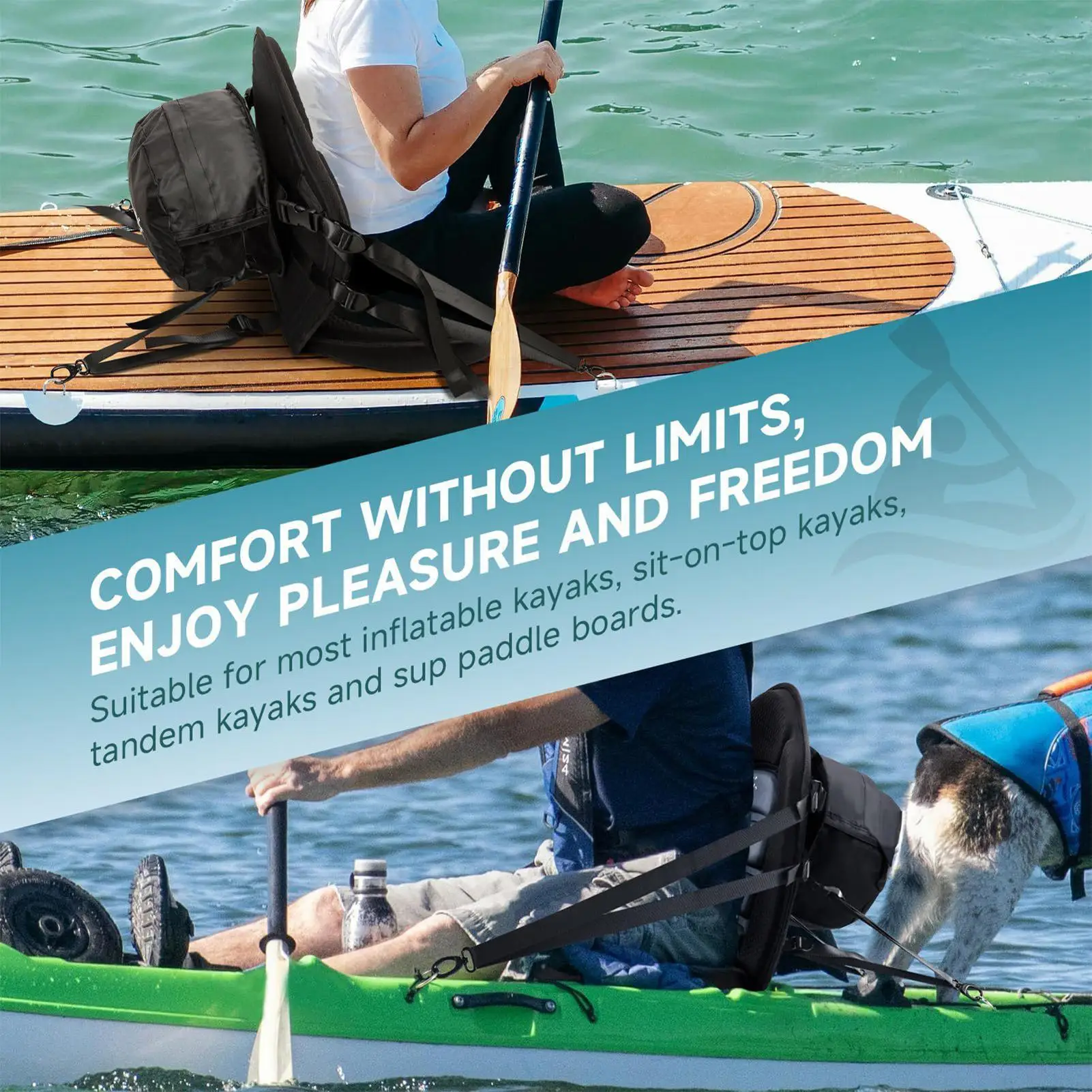 カヤックパドルボードシート-調節可能なスタンドアップバックレストシート-収納バッグ付き-ローイングボート、釣り、カヌー用滑り止めバックレストシート
