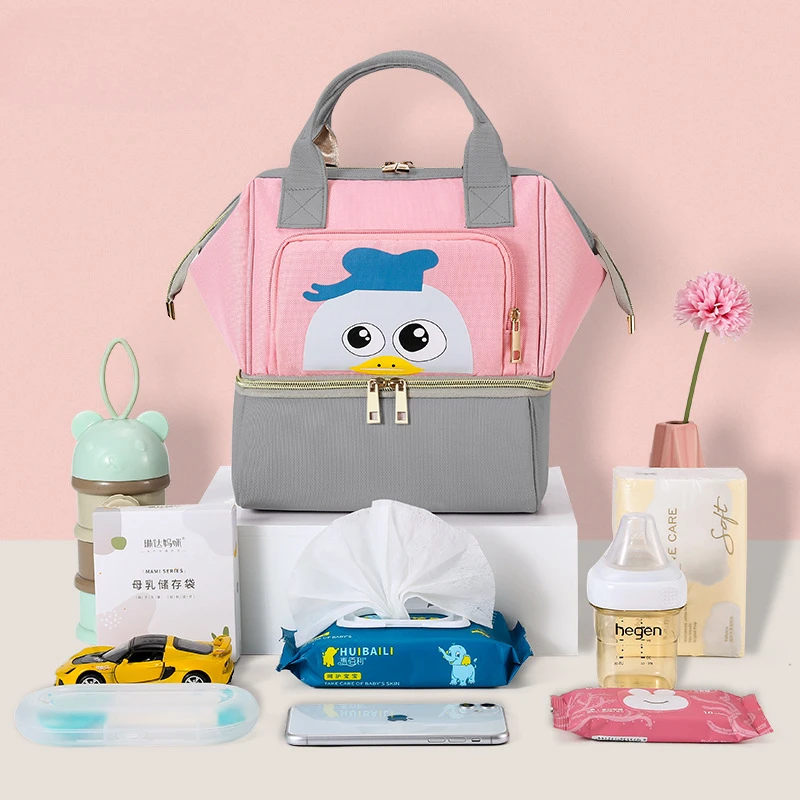 New Arrival Oxford Multi-functional Diaper Bag with Bottle Warmer Double-layer Breast Milk Preservation Bag and Milk Storage Bag