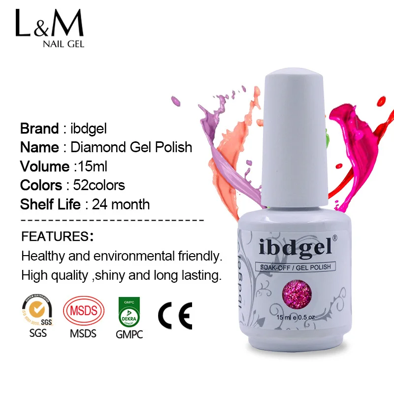 ibdgel 15ml Reflective Glitter Gel Nail Polish Winter Color Sparkling Sequins Soak Off UV LED Varnish Nail Art Decoration