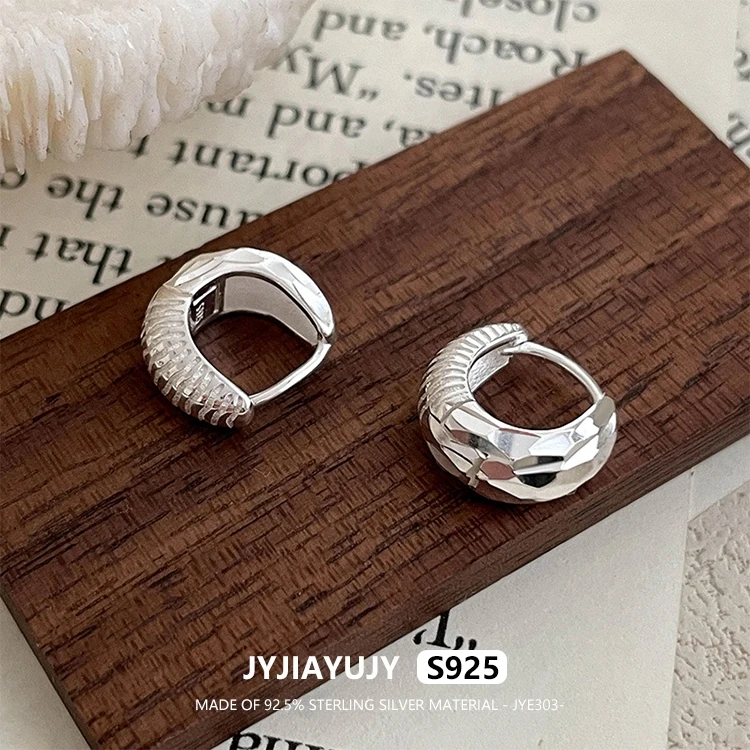 

JYJIAYUJY 100% цельно оригинальные серьги-кольца из стерлингового серебра S925, широкий размер, геометрические узоры, модные женские ювелирные изделия, подарок JYE303