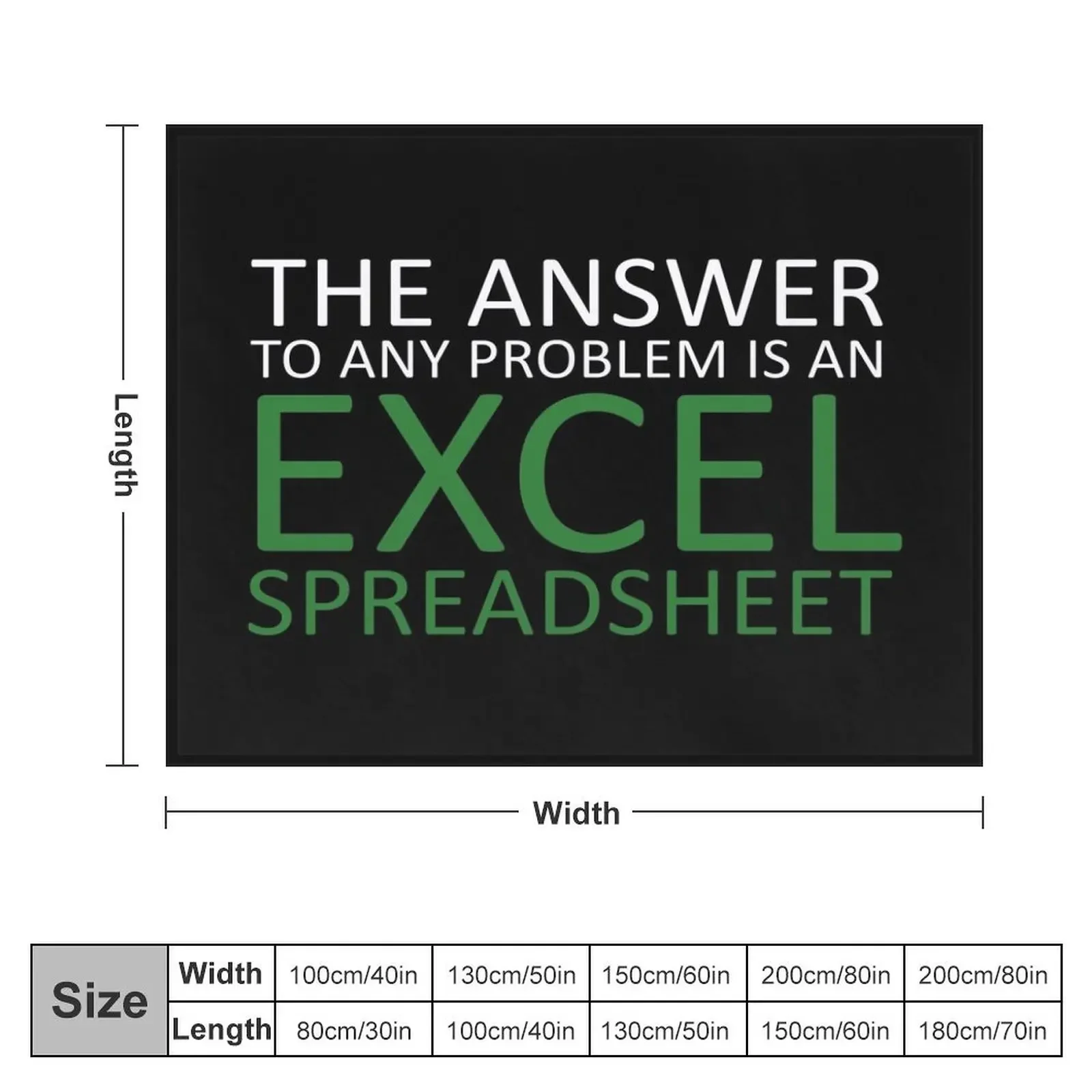 The Answer To Any Problem Is an Excel Spreadsheet,Birthday Party Gift Cute, Funny Anniversary Birthday Present Throw Blanket