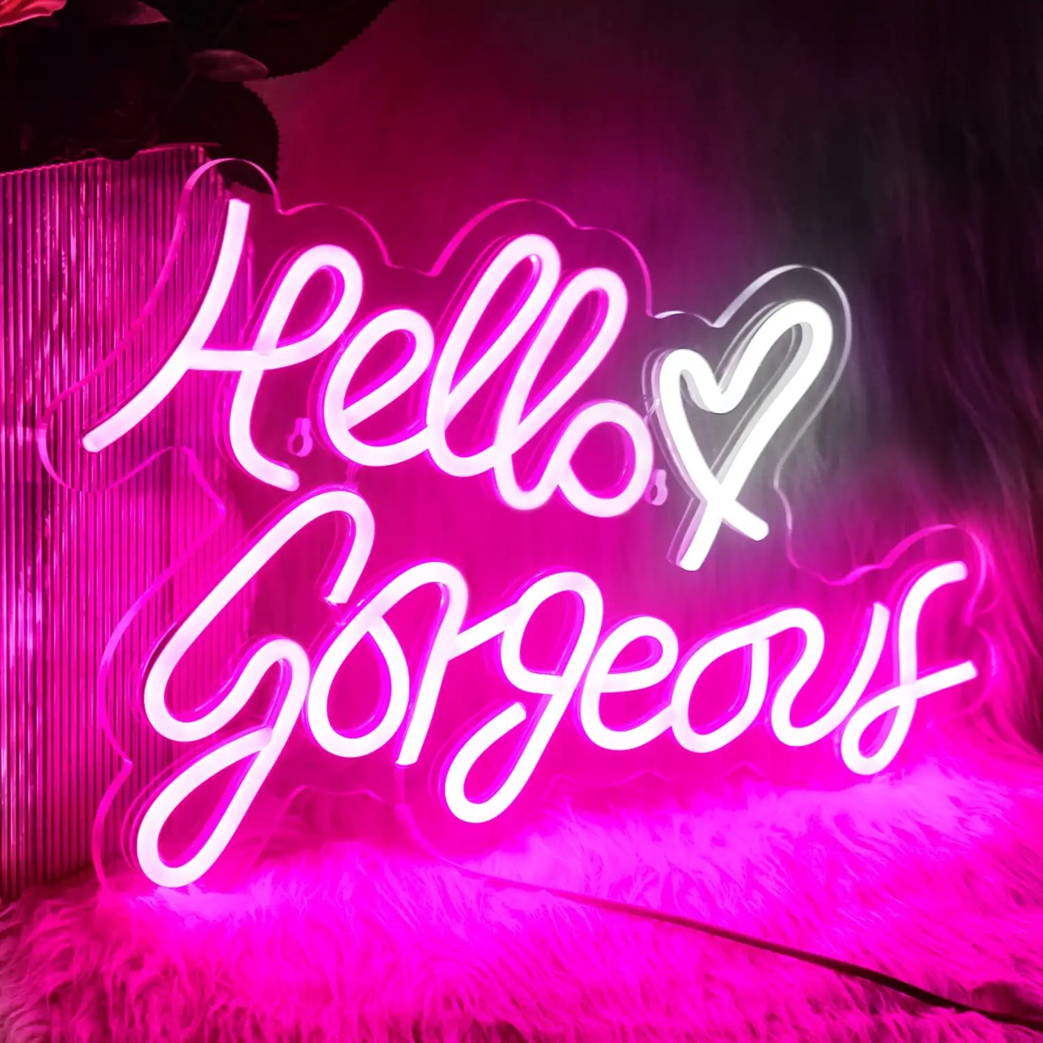 Wanxing Led Neon Signs Hello Gorgeous Neon Sign for Wall Decor Usb with switch Bedroom Home Decorations Party Christmas Decor