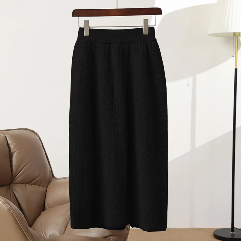 New Women Pickled Diamond Shaped Skirt Autumn Winter Grace Basic Cashmere Skirt 100% Merino Wool Knitwear Office Lady Dress